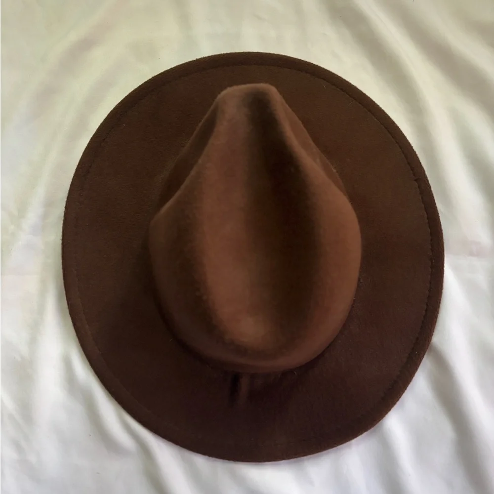 Wide Brim Fedora Hat for Women or‎ Men Brown Woolen Felt Hat Panama Jazz Cap